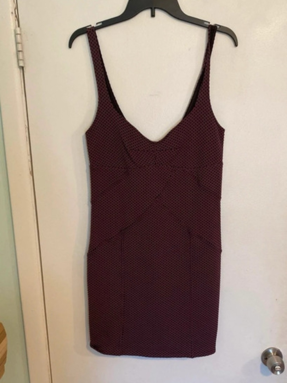 Free People Burgundy Mini Dress with Black Micro Dot